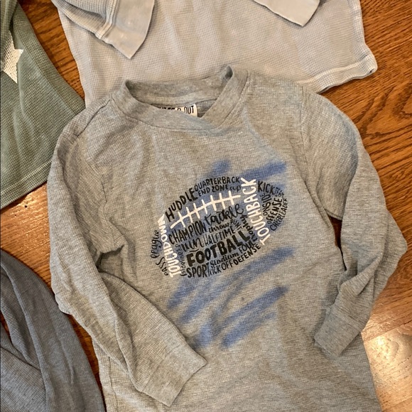 Three & Out Kids Long Sleeve Graphic Tees - Blue, Green, Gray 4t Denny’s Bundle - Picture 8 of 12